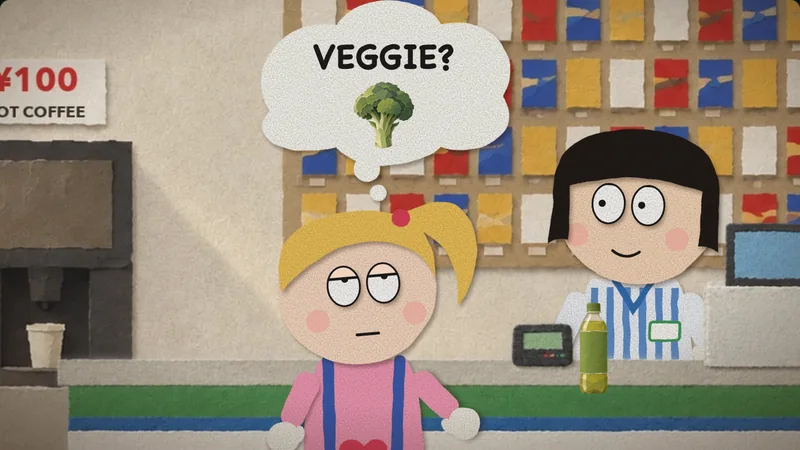 The customer hears “reji” as “veggie”.