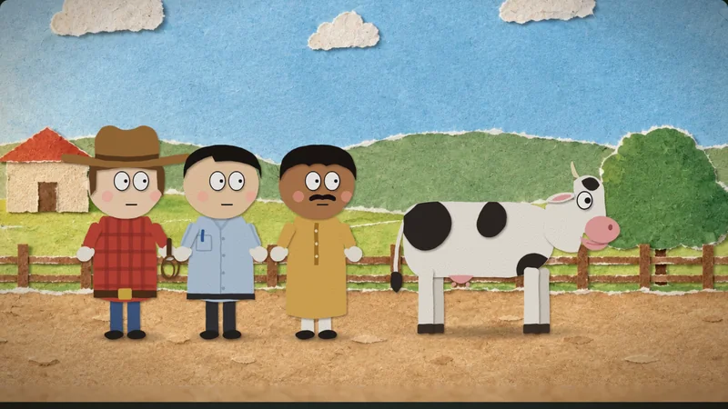 Episode 3: three men and a cow that won't move, on a country road.