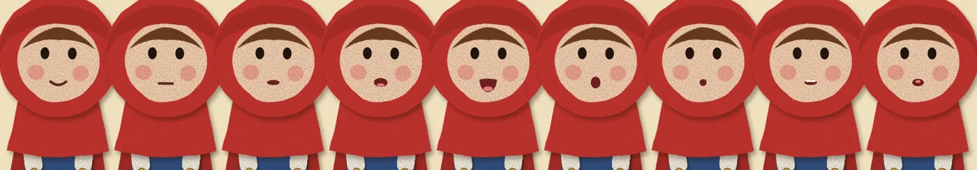 Little Red Riding Hood's nine mouth shapes.