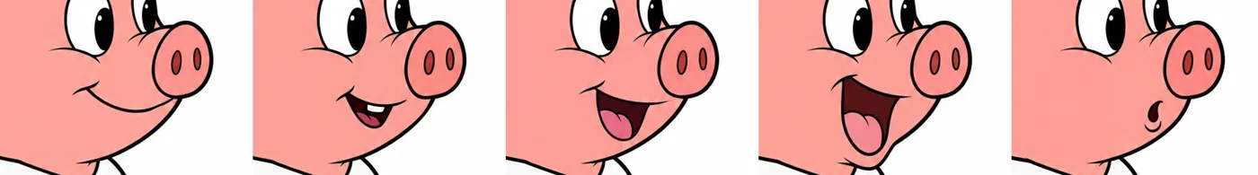 Mother Pig's mouth: closed and four shapes.