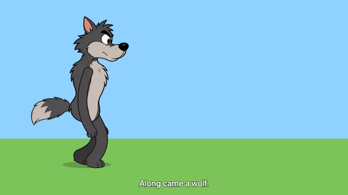The wolf with bendable code-drawn limbs.